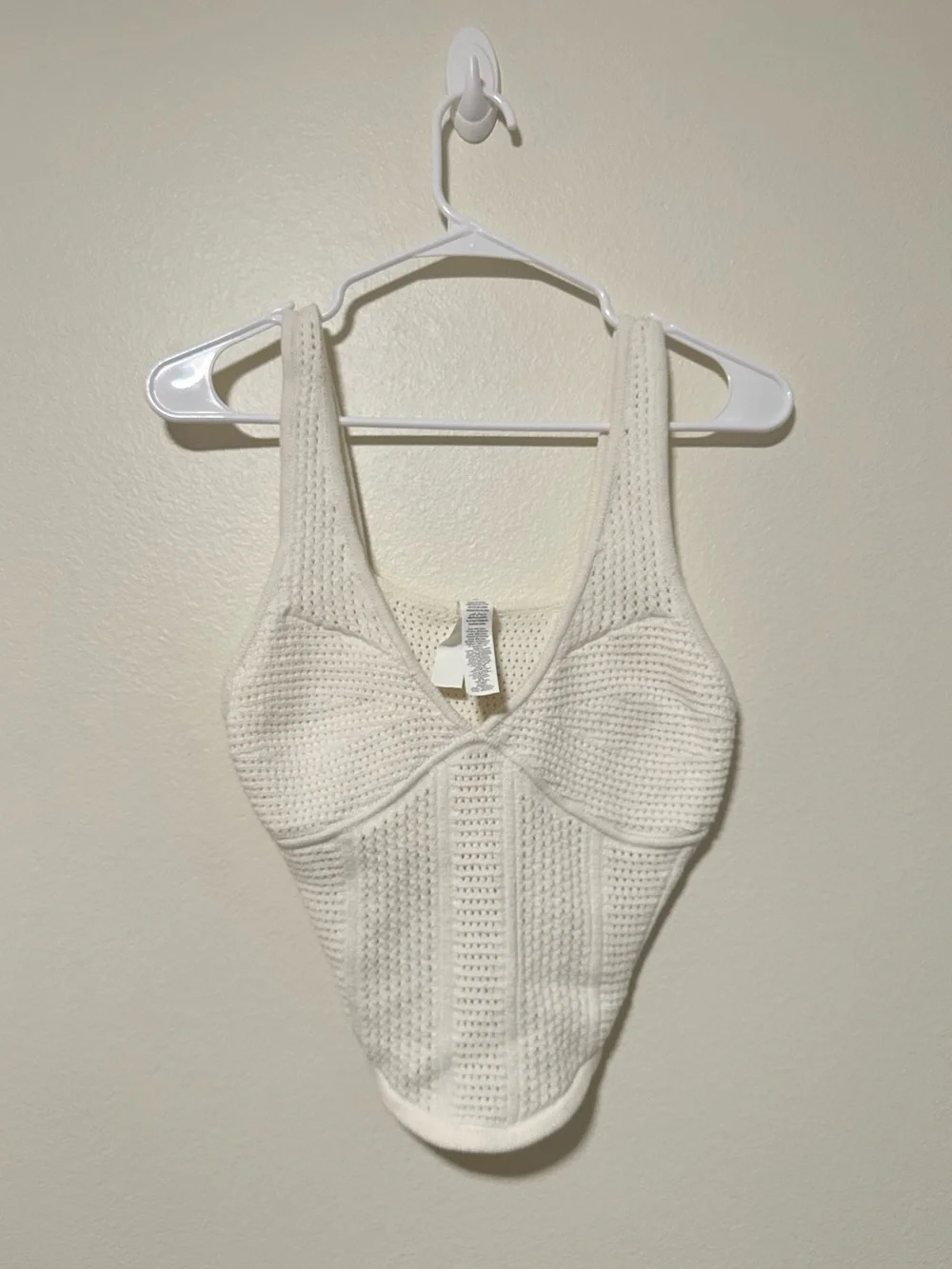 Alo Yoga Chase the Sun crochet knit corset top